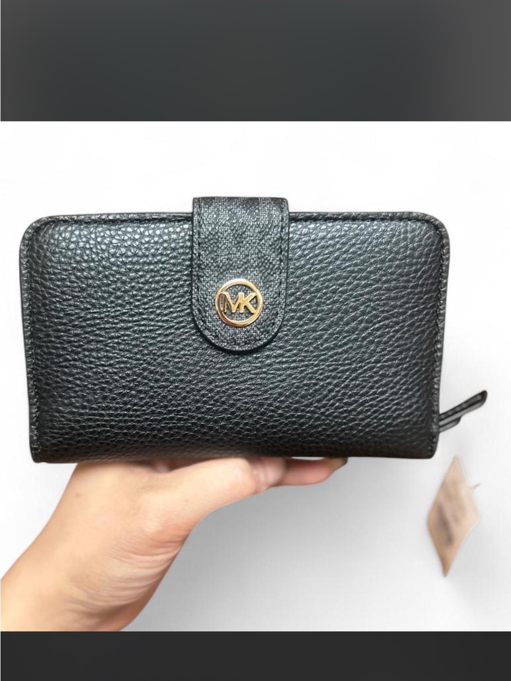 NWT Michael Kors Black Bifold Pebbled Leather Wallet.